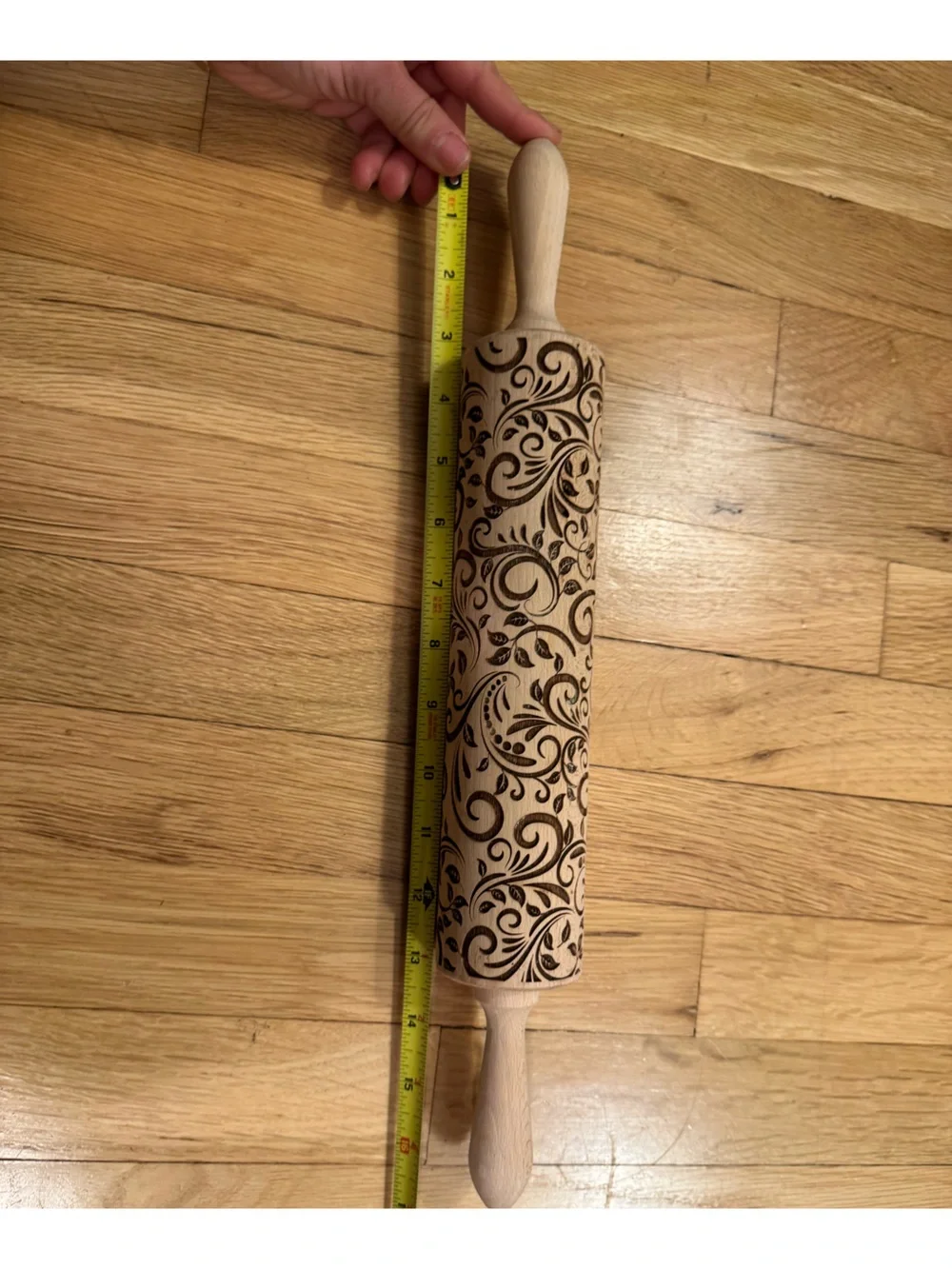 Goody Woody Embossed Wooden Rolling Pin - Decorative Floral Pattern